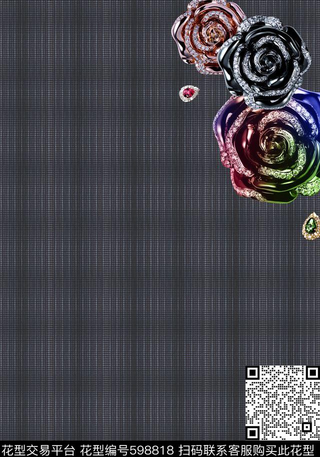 几何格子花卉珠宝定位数码印花华亿平台下载（图片编号: 598818） - 瓦栏（Walan）