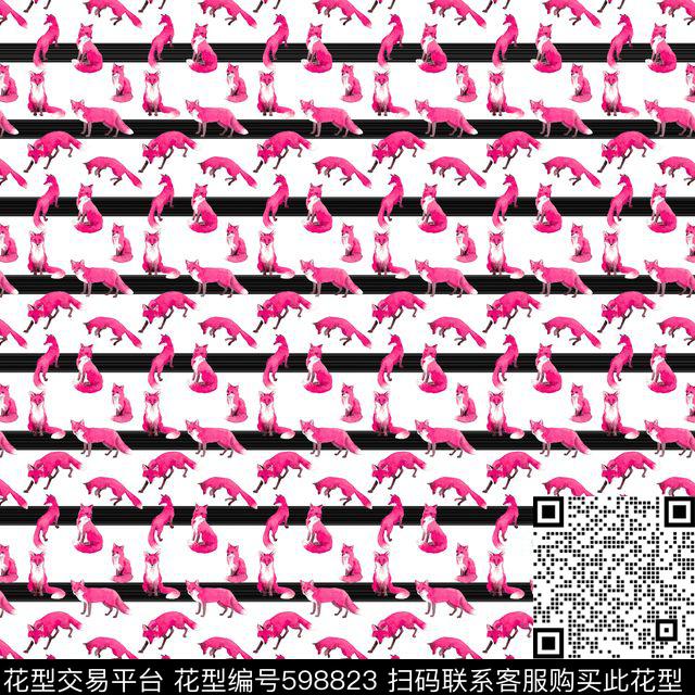 条纹狐狸数码印花华亿平台下载（图片编号: 598823） - 瓦栏（Walan）