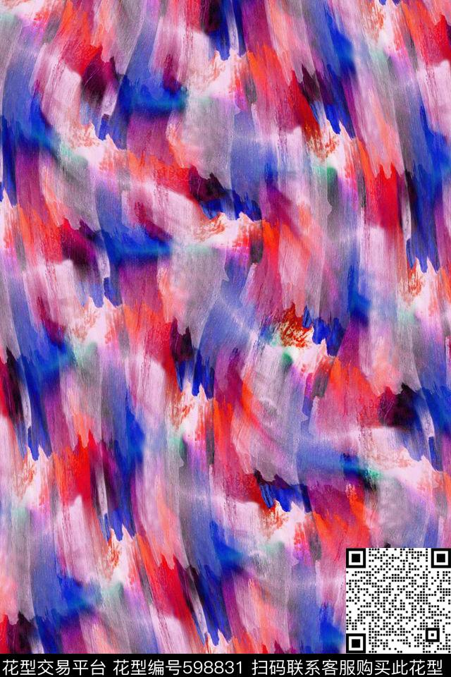 水彩笔刷纹理女装数码印花华亿平台下载（图片编号: 598831） - 瓦栏（Walan）