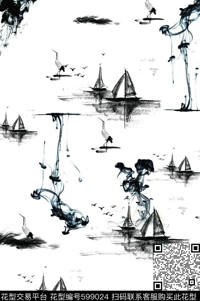 不规则几何流行水墨数码印花华亿平台下载（图片编号: 599024） - 瓦栏（Walan）