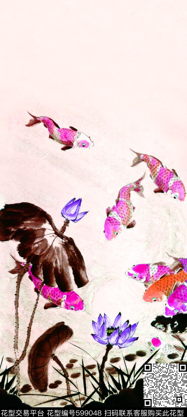 定位国画水墨数码印花华亿平台下载（图片编号: 599048） - 瓦栏（Walan）