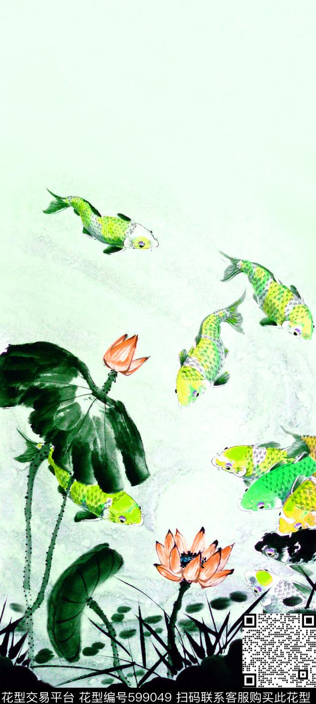 定位国画水墨数码印花华亿平台下载（图片编号: 599049） - 瓦栏（Walan）