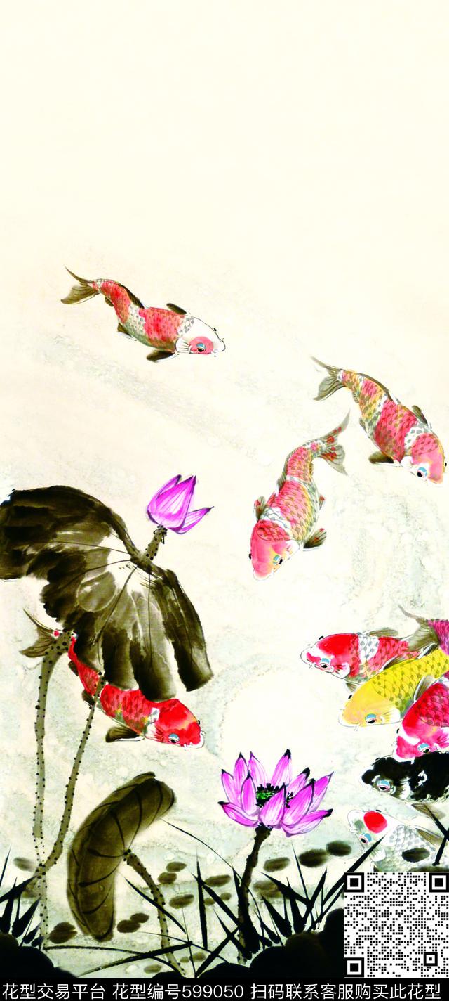 定位国画水墨数码印花华亿平台下载（图片编号: 599050） - 瓦栏（Walan）