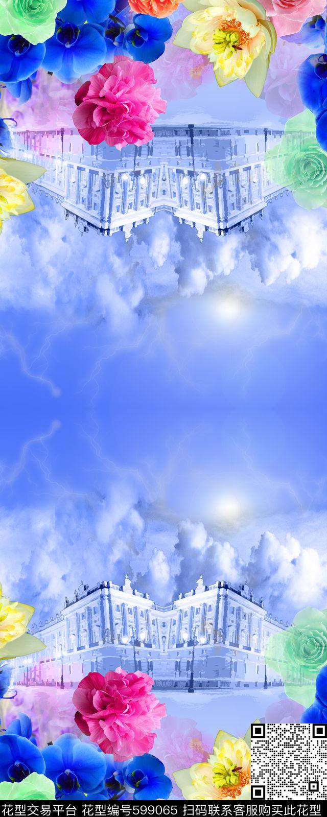 渲染花卉城市传统印花华亿平台下载（图片编号: 599065） - 瓦栏（Walan）