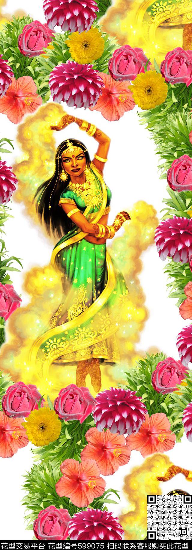 花卉坯布原创印花华亿平台下载（图片编号: 599075） - 瓦栏（Walan）