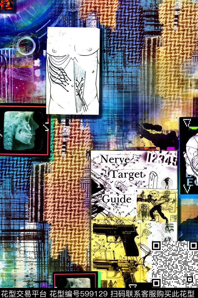 抽象几何拼接数码印花华亿平台下载（图片编号: 599129） - 瓦栏（Walan）