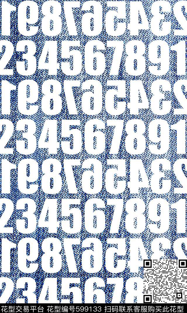 丹宁风格仿牛仔印花几何传统印花华亿平台下载（图片编号: 599133） - 瓦栏（Walan）