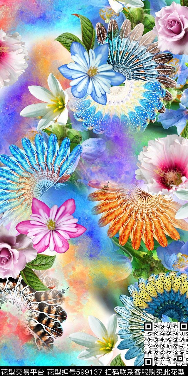 数码清爽女装花卉数码印花华亿平台下载（图片编号: 599137） - 瓦栏（Walan）