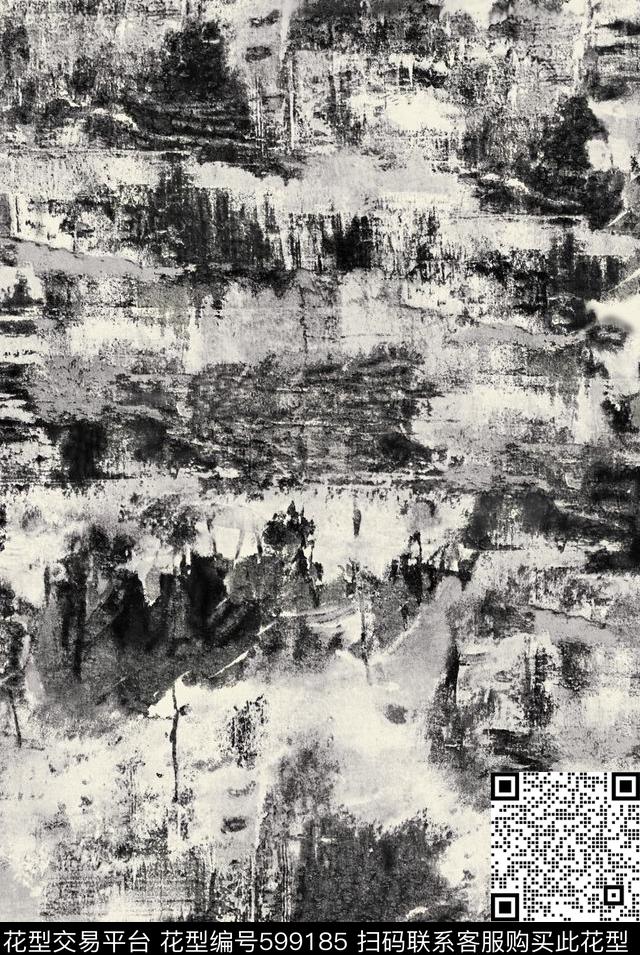 抽象山水画同色系数码印花华亿平台下载（图片编号: 599185） - 瓦栏（Walan）