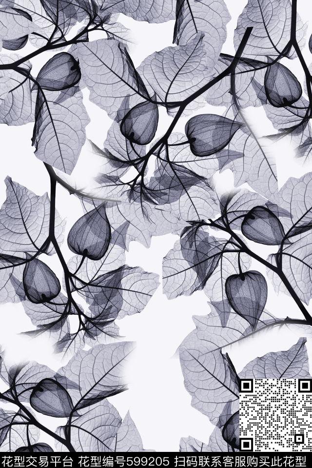 流行花卉灯笼果数码印花华亿平台下载（图片编号: 599205） - 瓦栏（Walan）