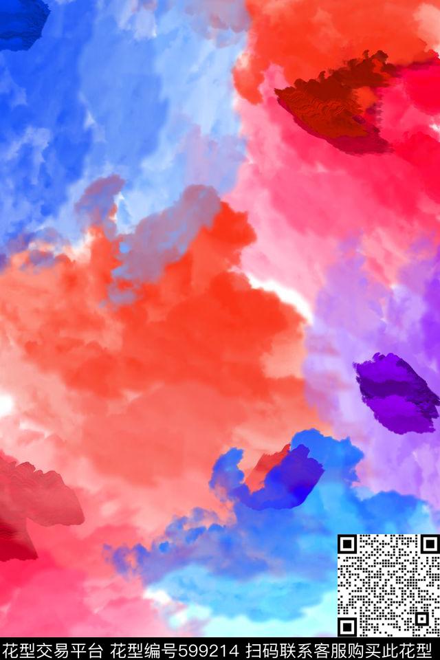 水彩笔刷肌理数码印花华亿平台下载（图片编号: 599214） - 瓦栏（Walan）