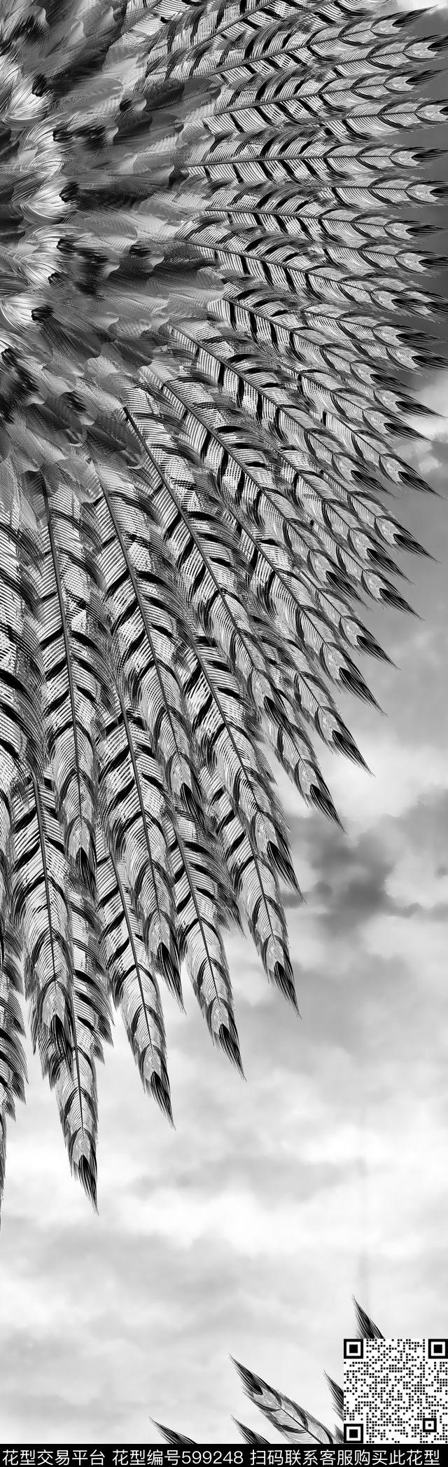 鸟羽毛翅膀数码印花华亿平台下载（图片编号: 599248） - 瓦栏（Walan）
