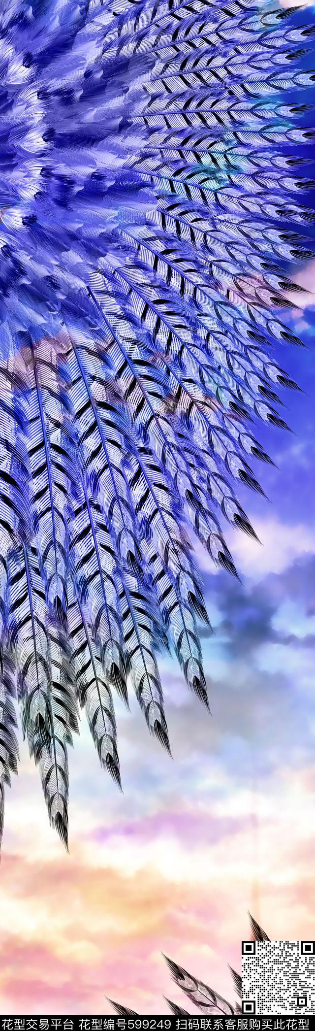 鸟羽毛翅膀数码印花华亿平台下载（图片编号: 599249） - 瓦栏（Walan）