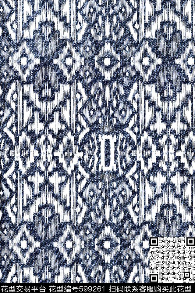 牛仔复古几何传统印花华亿平台下载（图片编号: 599261） - 瓦栏（Walan）