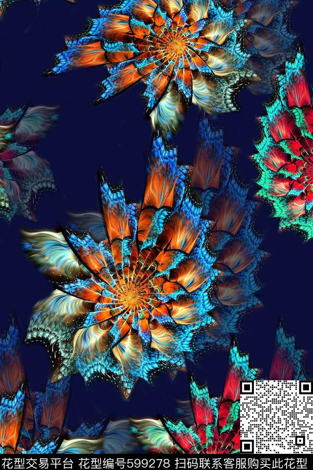 彩色时尚抽象数码印花华亿平台下载（图片编号: 599278） - 瓦栏（Walan）