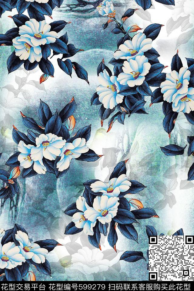 中国风时尚清爽数码印花华亿平台下载（图片编号: 599279） - 瓦栏（Walan）