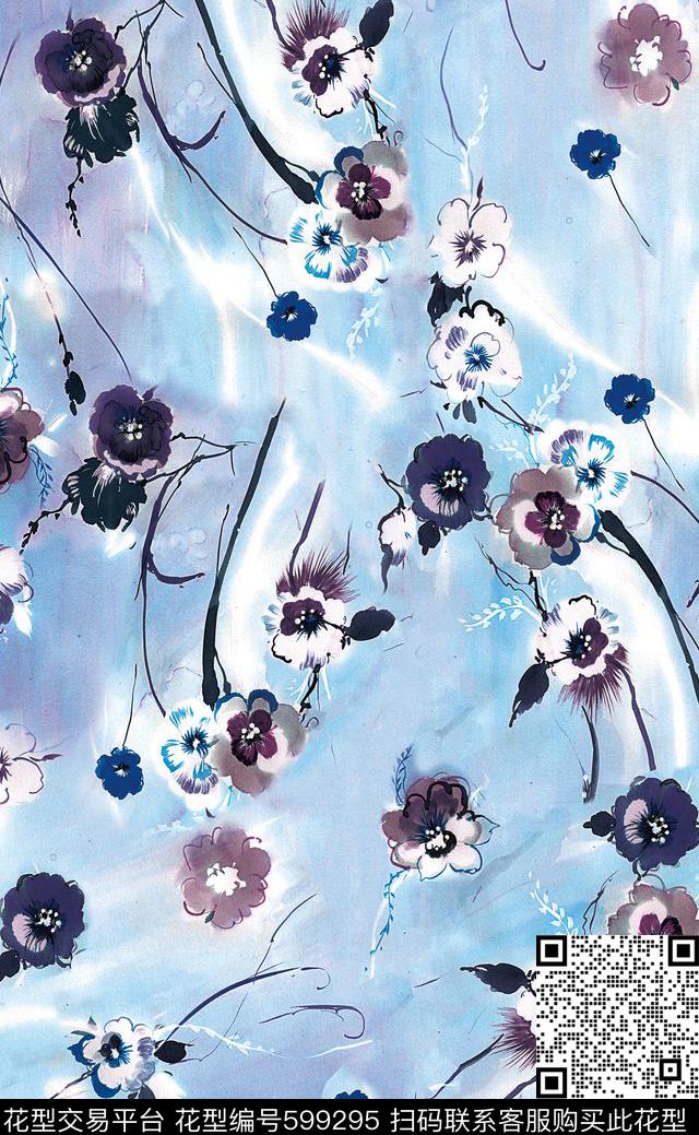 彩色花卉女装花卉时尚潮流大牌数码印花华亿平台下载（图片编号: 599295） - 瓦栏（Walan）