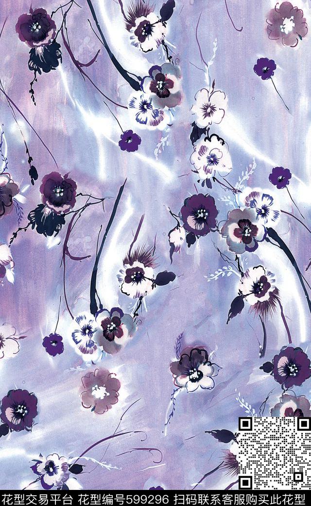 彩色花卉女装花卉时尚潮流大牌数码印花华亿平台下载（图片编号: 599296） - 瓦栏（Walan）