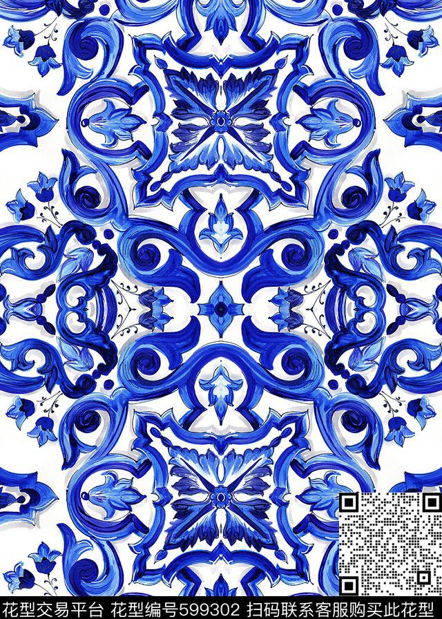 曲线波浪条纹条子数码印花华亿平台下载（图片编号: 599302） - 瓦栏（Walan）