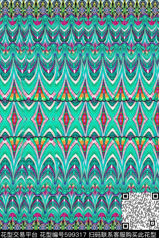 地毯波西米亚手绘数码印花华亿平台下载（图片编号: 599317） - 瓦栏（Walan）