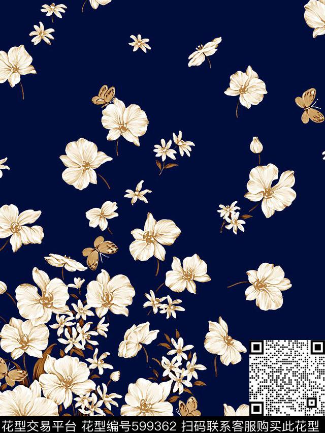 抽象花卉男装衬衫数码印花华亿平台下载（图片编号: 599362） - 瓦栏（Walan）