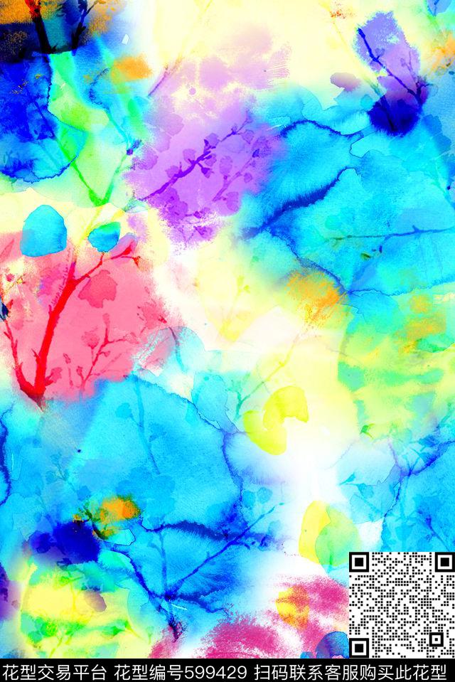 纹理水彩数码印花华亿平台下载（图片编号: 599429） - 瓦栏（Walan）