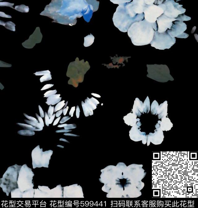 淡雅荷花小花花水粉数码印花华亿平台下载（图片编号: 599441） - 瓦栏（Walan）