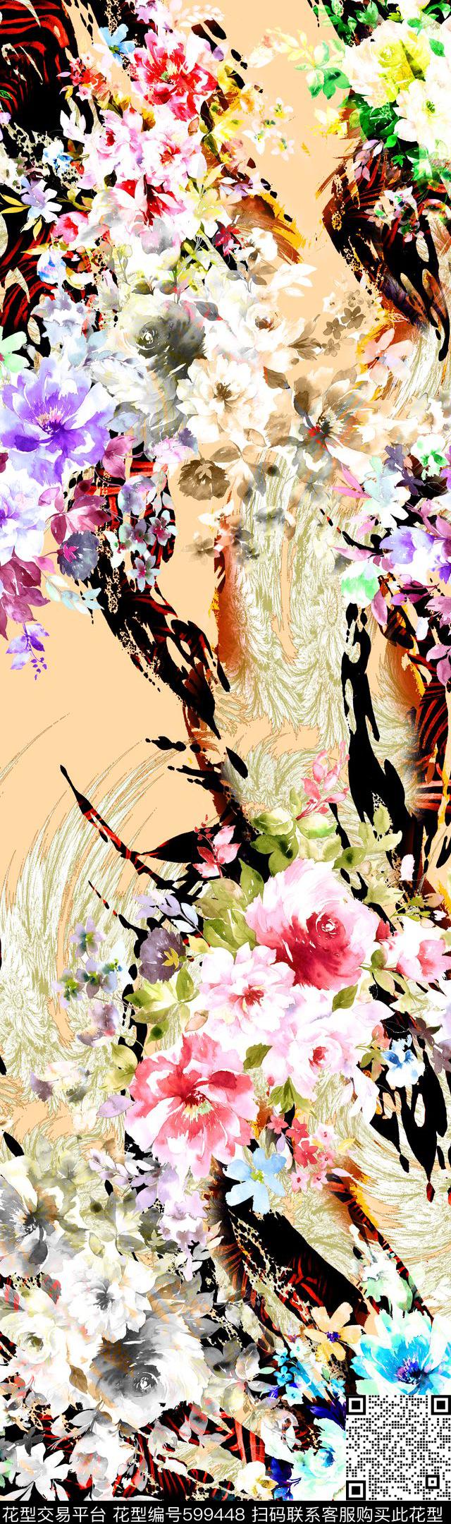 定位手绘肌理数码印花华亿平台下载（图片编号: 599448） - 瓦栏（Walan）