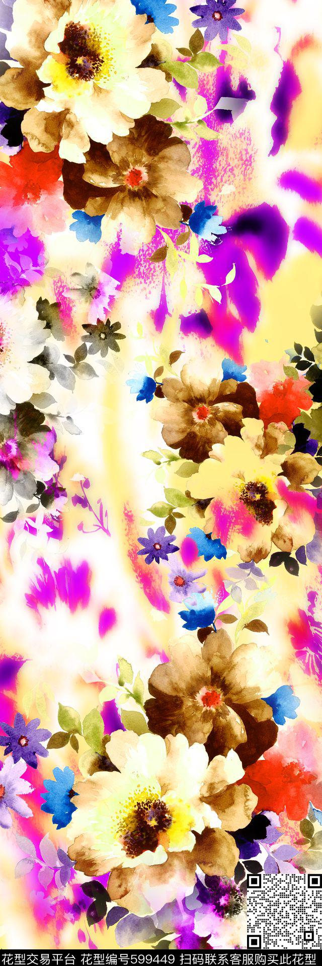 手绘双边定位炫彩数码印花华亿平台下载（图片编号: 599449） - 瓦栏（Walan）