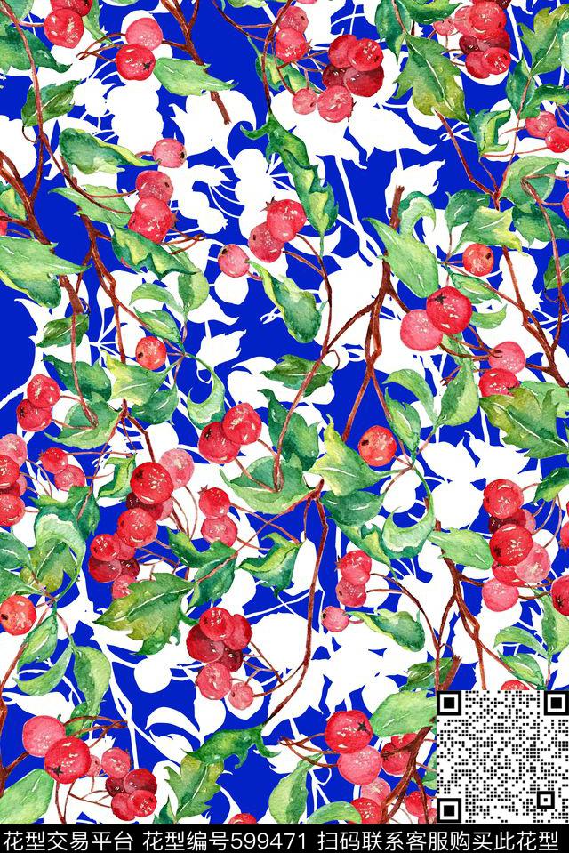 艳丽色彩抽象植物印花数码印花华亿平台下载（图片编号: 599471） - 瓦栏（Walan）