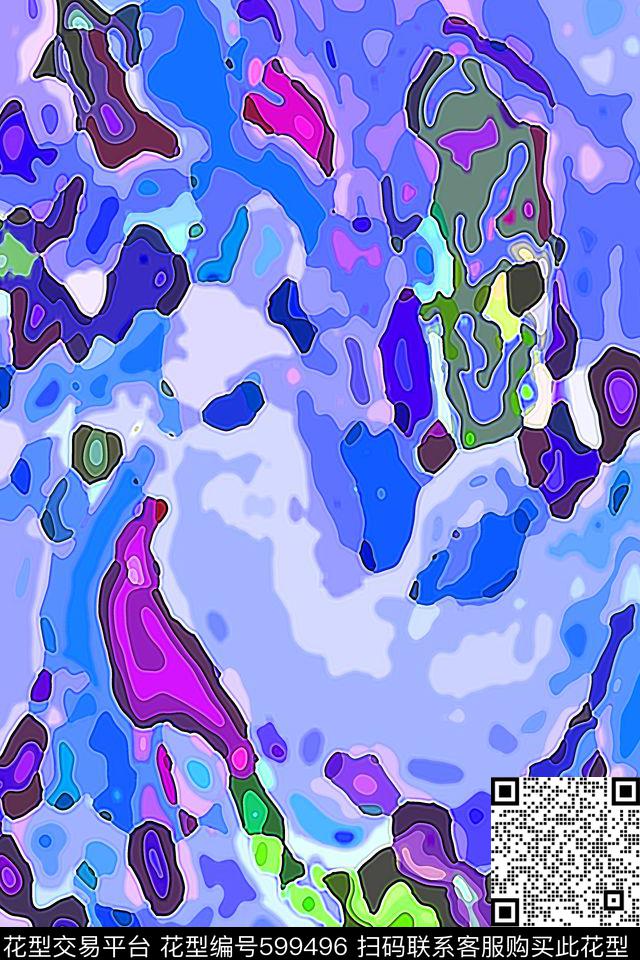 肌理图案丝巾围巾秀场缤纷色彩数码印花华亿平台下载（图片编号: 599496） - 瓦栏（Walan）