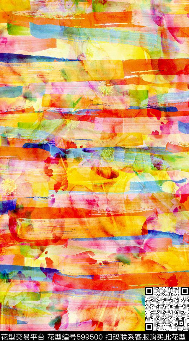 水彩笔刷泼墨数码印花华亿平台下载（图片编号: 599500） - 瓦栏（Walan）
