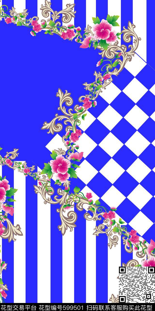 连衣裙几何欧美定位花卉传统印花华亿平台下载（图片编号: 599501） - 瓦栏（Walan）