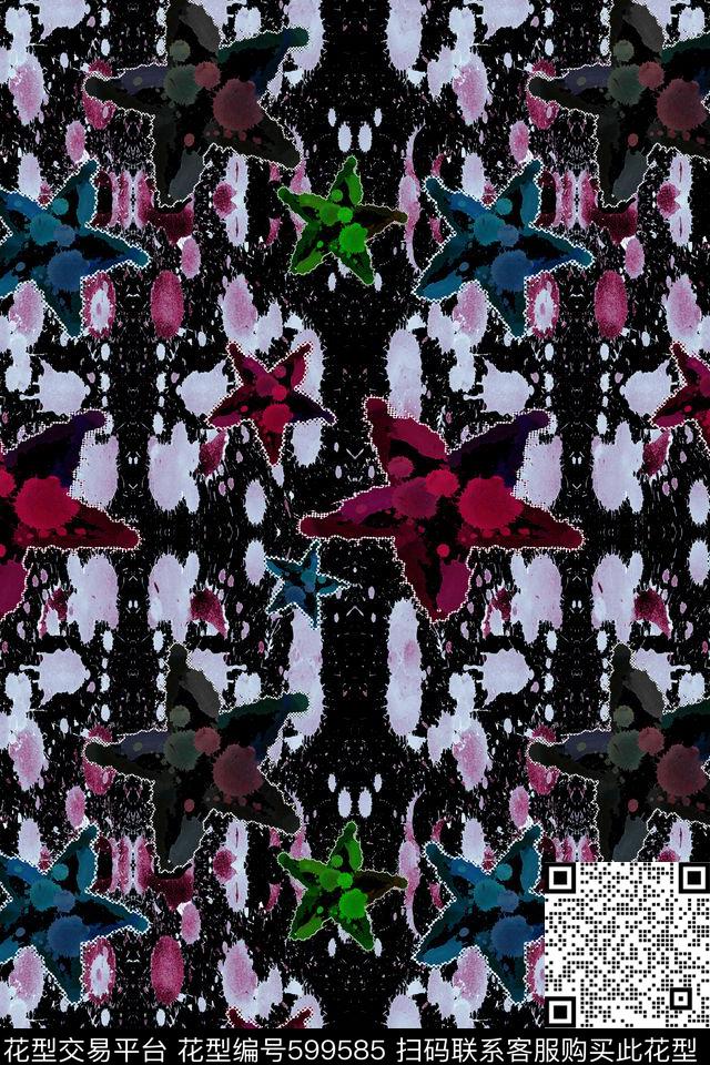 休闲风笔触泼溅数码印花华亿平台下载（图片编号: 599585） - 瓦栏（Walan）