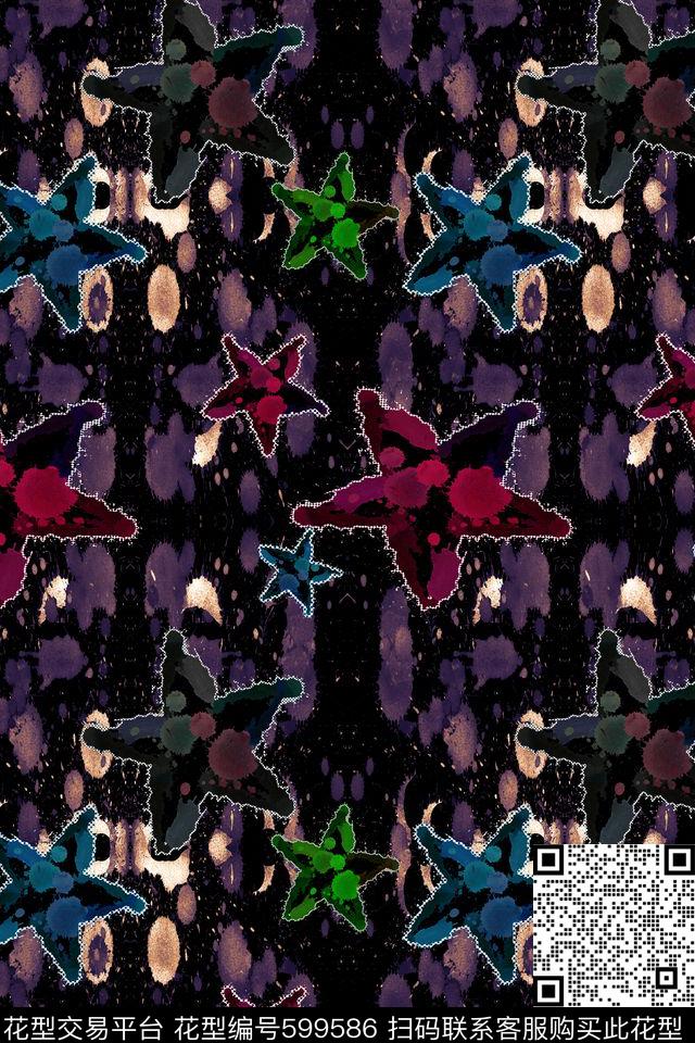 休闲风笔触泼溅数码印花华亿平台下载（图片编号: 599586） - 瓦栏（Walan）