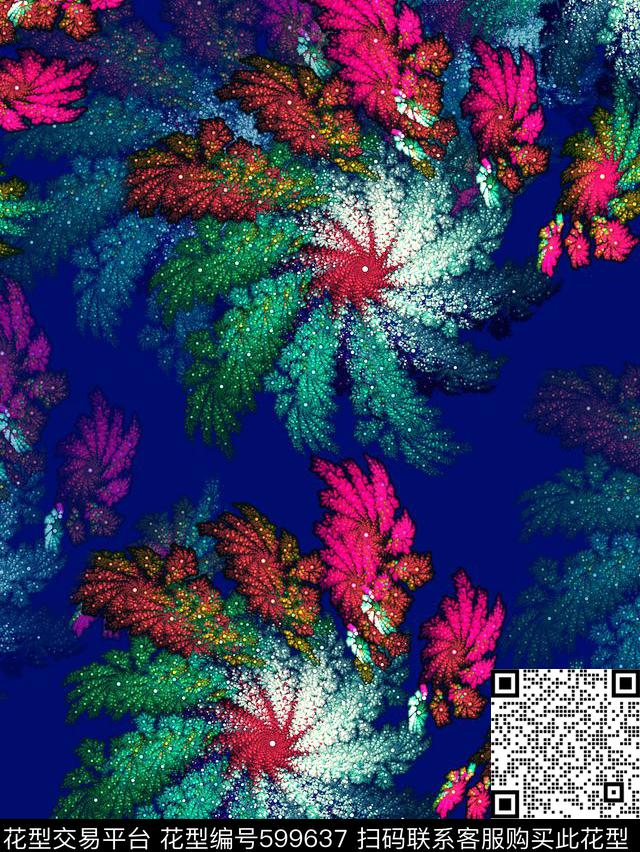 彩色抽象时尚数码印花华亿平台下载（图片编号: 599637） - 瓦栏（Walan）