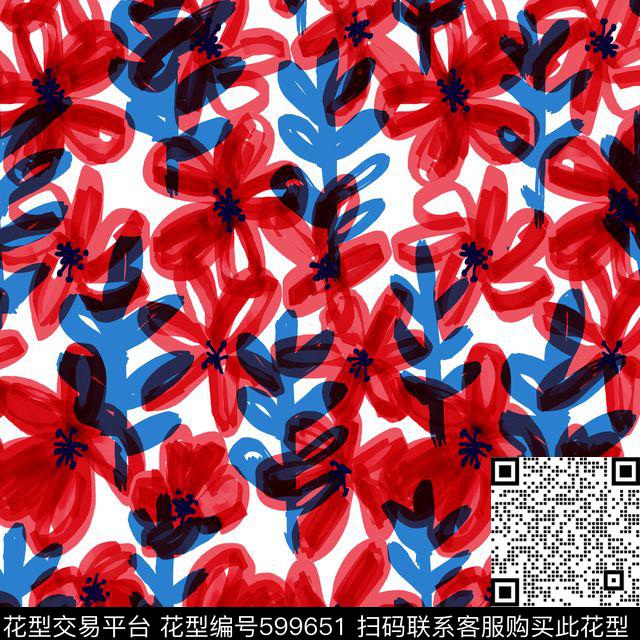 乱花大花花朵传统印花华亿平台下载（图片编号: 599651） - 瓦栏（Walan）