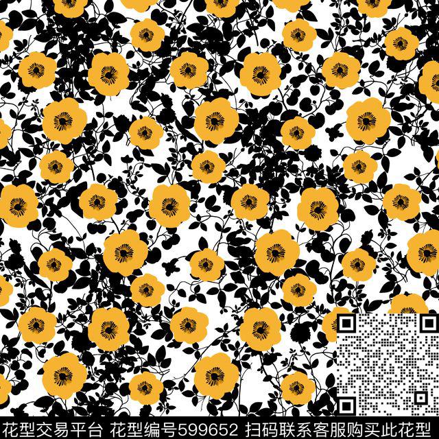 花朵乱花大花传统印花华亿平台下载（图片编号: 599652） - 瓦栏（Walan）