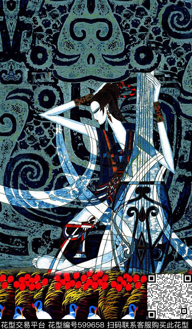 云南重彩民族风少女数码印花华亿平台下载（图片编号: 599658） - 瓦栏（Walan）