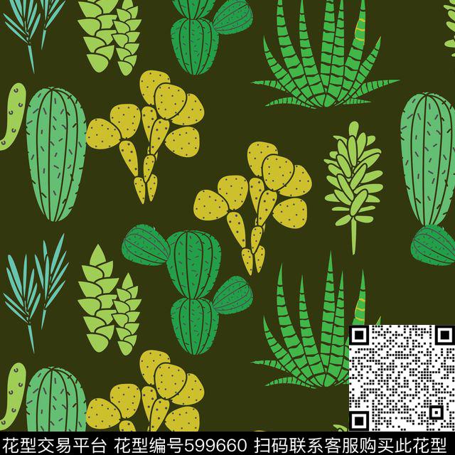 仙人掌热带数码印花华亿平台下载（图片编号: 599660） - 瓦栏（Walan）