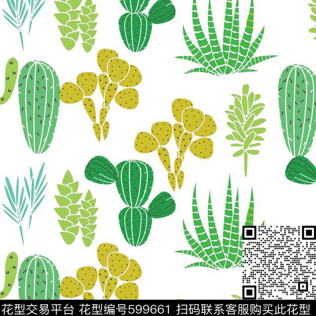 仙人掌热带传统华亿平台数码印花华亿平台下载（图片编号: 599661） - 瓦栏（Walan）