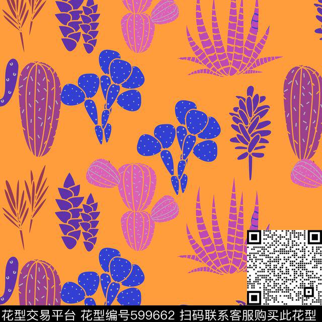 仙人掌热带数码印花华亿平台下载（图片编号: 599662） - 瓦栏（Walan）