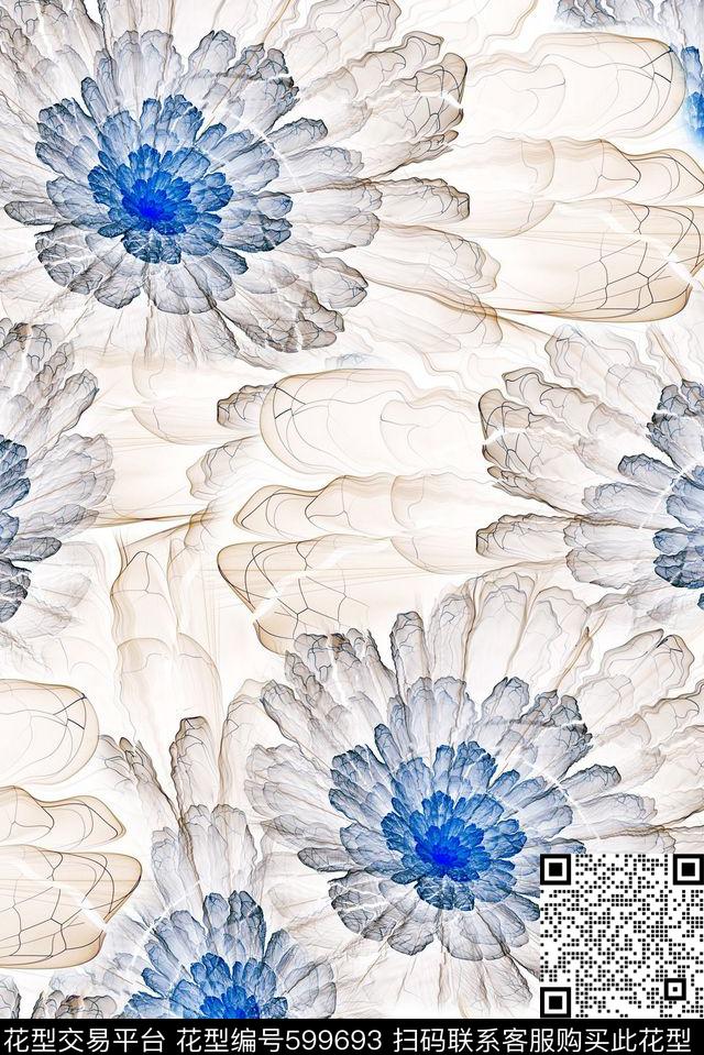 分形艺术时尚花朵数码印花华亿平台下载（图片编号: 599693） - 瓦栏（Walan）