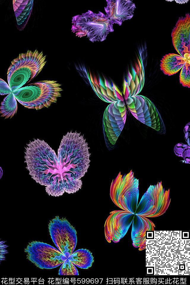 分形蝴蝶数码印花华亿平台下载（图片编号: 599697） - 瓦栏（Walan）