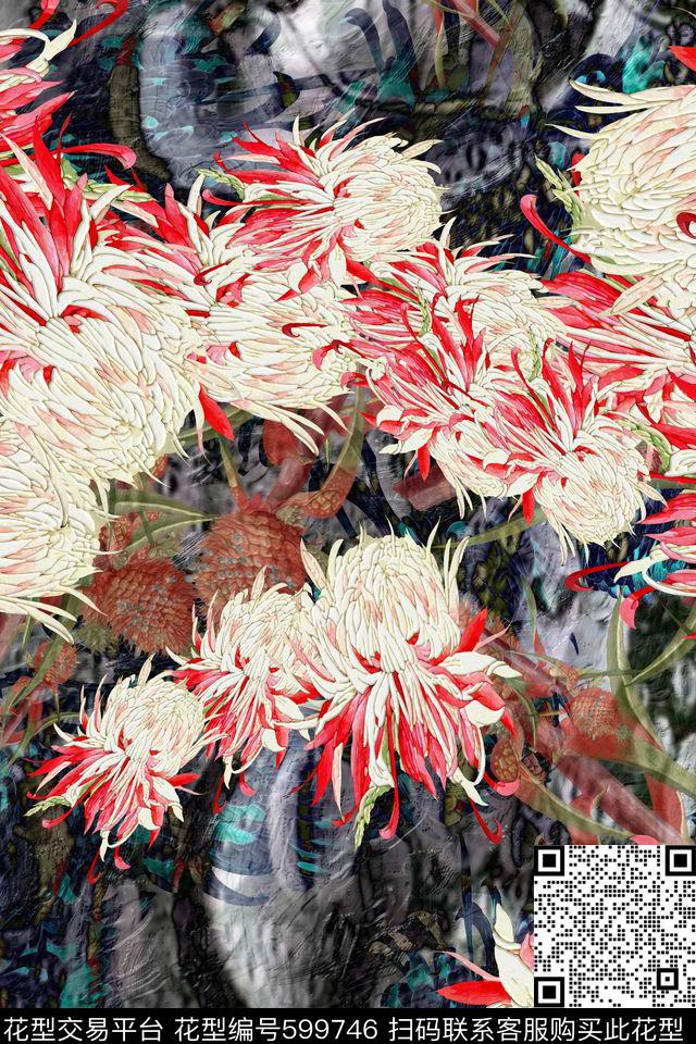 花卉波西米亚民族风数码印花华亿平台下载（图片编号: 599746） - 瓦栏（Walan）