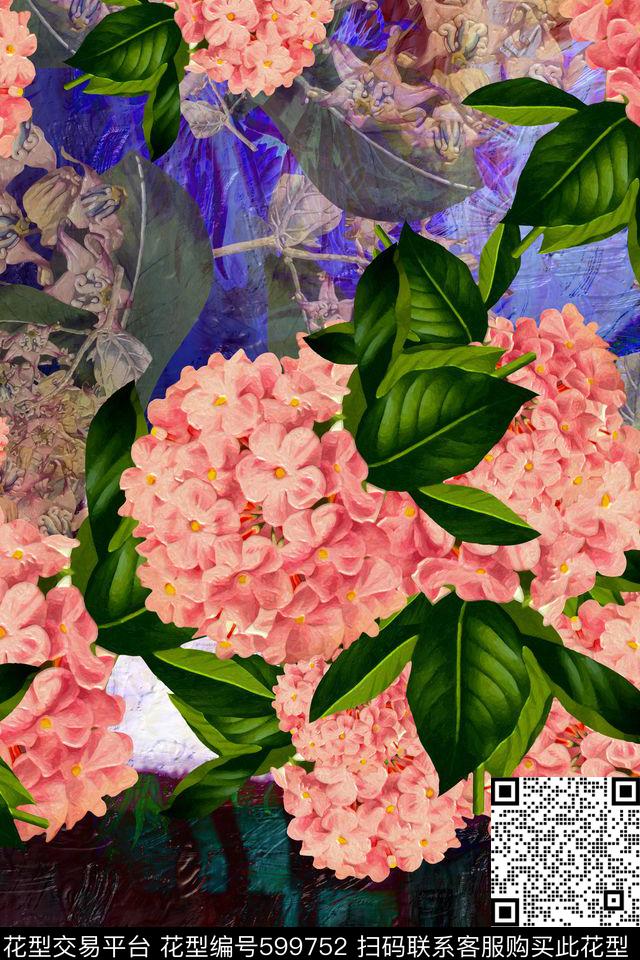 中国风花卉波西米亚数码印花华亿平台下载（图片编号: 599752） - 瓦栏（Walan）