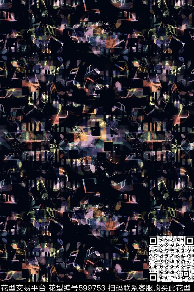 时尚音乐符号数码印花华亿平台下载（图片编号: 599753） - 瓦栏（Walan）