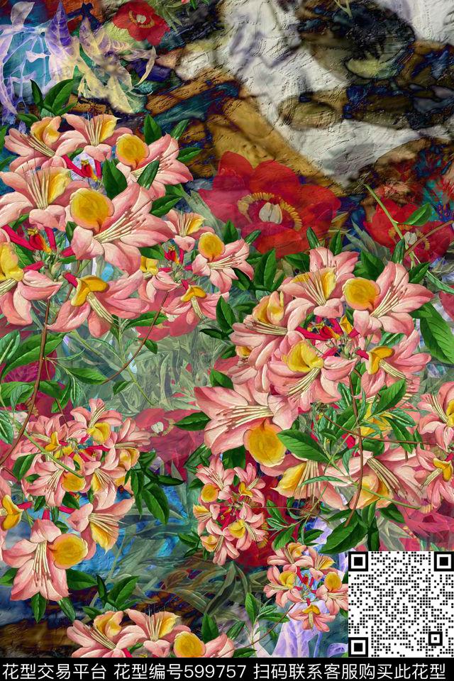 趣味民族风风景数码印花华亿平台下载（图片编号: 599757） - 瓦栏（Walan）