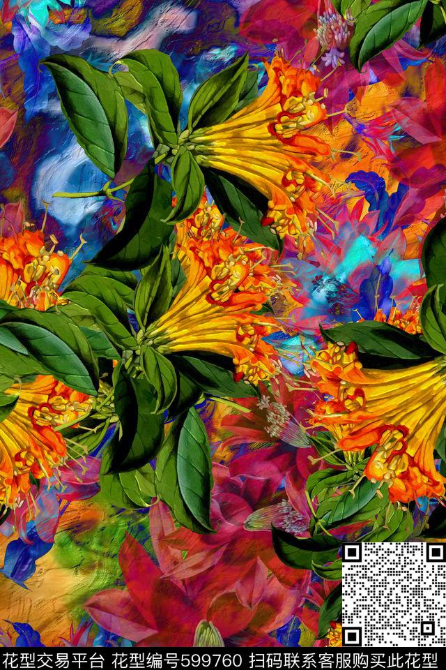 趣味民族风风景数码印花华亿平台下载（图片编号: 599760） - 瓦栏（Walan）