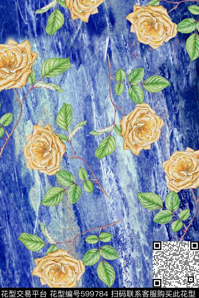 玫瑰花卉家纺数码印花华亿平台下载（图片编号: 599784） - 瓦栏（Walan）